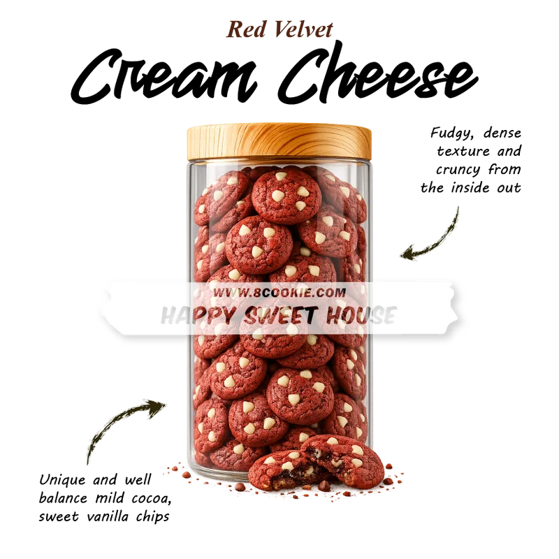Red Velvet White Choco Chip Crispy Cookies Jar