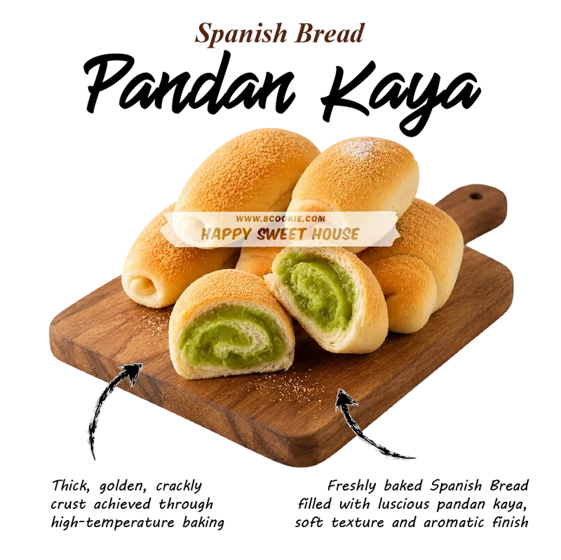 Spanish Bread Pandan kaya (Filipino + Malaysia Style)